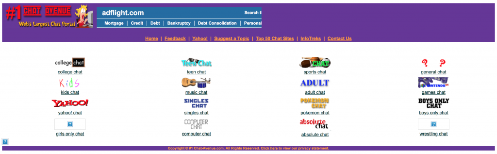 Screenshot of #1 Chat Avenue in 2000