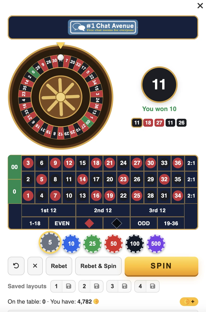 Roulette in the chat